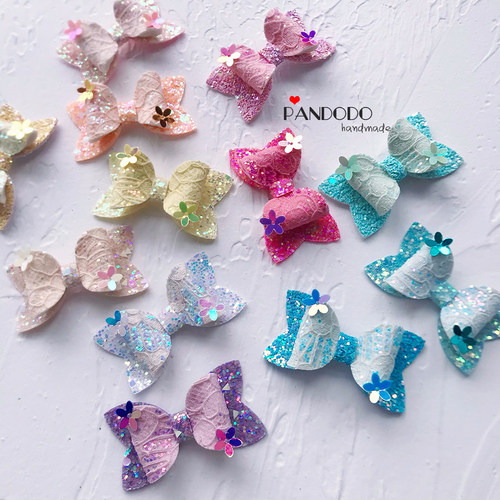 pandodo原创手工欧美风ins出口蕾丝花朵蝴蝶结儿童发夹 宝宝边夹