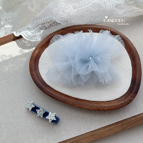 PANDODO自制儿童手工发夹 梦幻蓬蓬纱边夹 女孩星星发饰刘海夹