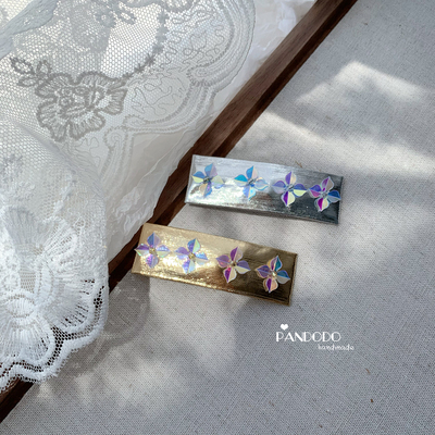 独家PANDODO原创小众 韩国进口金色银色发饰手缝串珠花边女童发夹