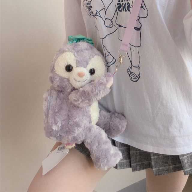 清仓 卡通可爱毛绒绒紫色兔子斜挎包女软妹零钱包玩偶公仔小背包