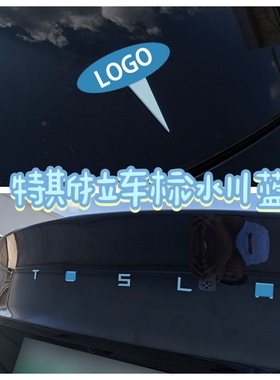 适用特斯拉ModelY/3焕新车标冰川蓝色尾门贴门把手装饰丫配件改装