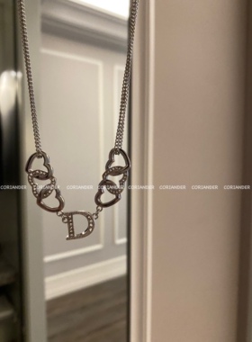 爱心字母锆石双层项链锁骨链