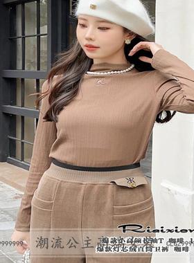 R牌特价正品欧货2023秋季18066高领字母纯色打底衫简约潮流