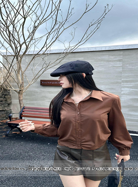 R牌特价欧洲站20692简约时尚百搭纯色翻领长袖衬衫女