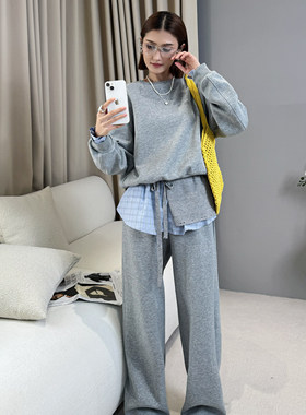 欧洲范JJ欧货2026春夏新款14134女装运动风拼接卫衣宽松两件套