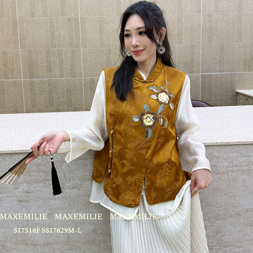 秋冬新中式精致提花女装马甲