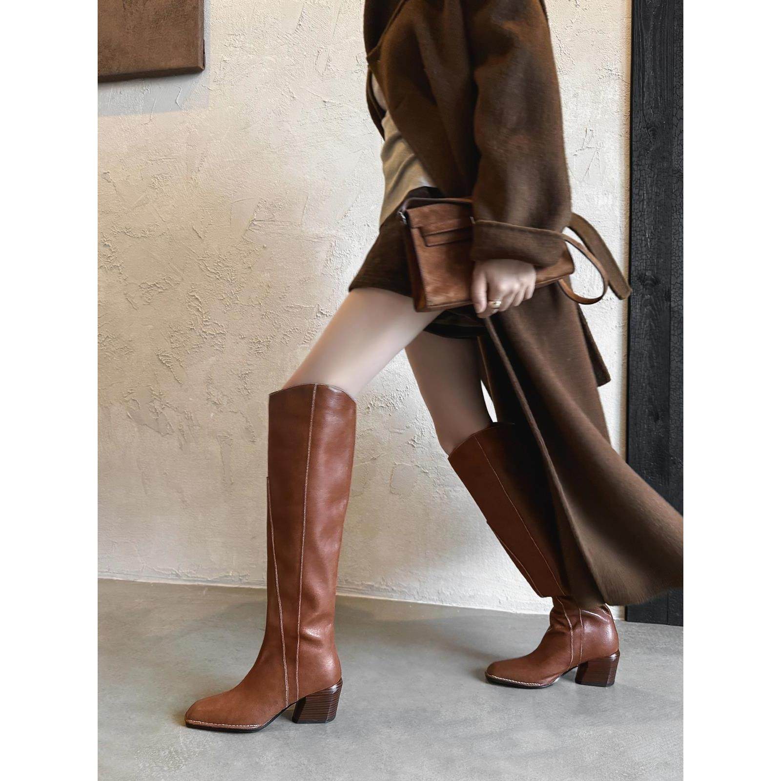 ~女百搭粗跟米兰靴欧美高筒气质长筒靴方头骑士游记不过风膝高跟,女鞋,骑士靴,淘宝优惠券,粉丝福利购,淘宝优惠卷