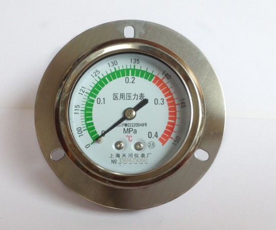 上海天川医用压力表Y-60ZT  0.4mpa  138度 灭菌锅压力表