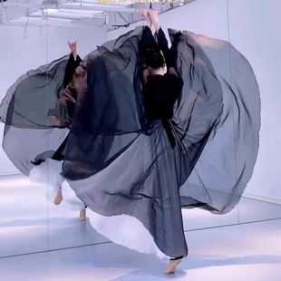 720度千千阙歌古典舞黑白双层天丝中国风大摆裙新款人世间舞蹈服