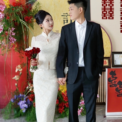 高级感敬酒服领证订婚