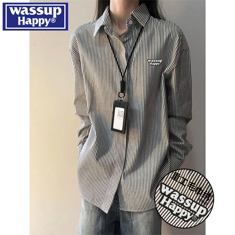 wassuphappy潮流百搭长袖衬衫男