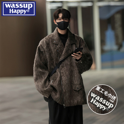 wassuphappy潮流毛呢大衣男