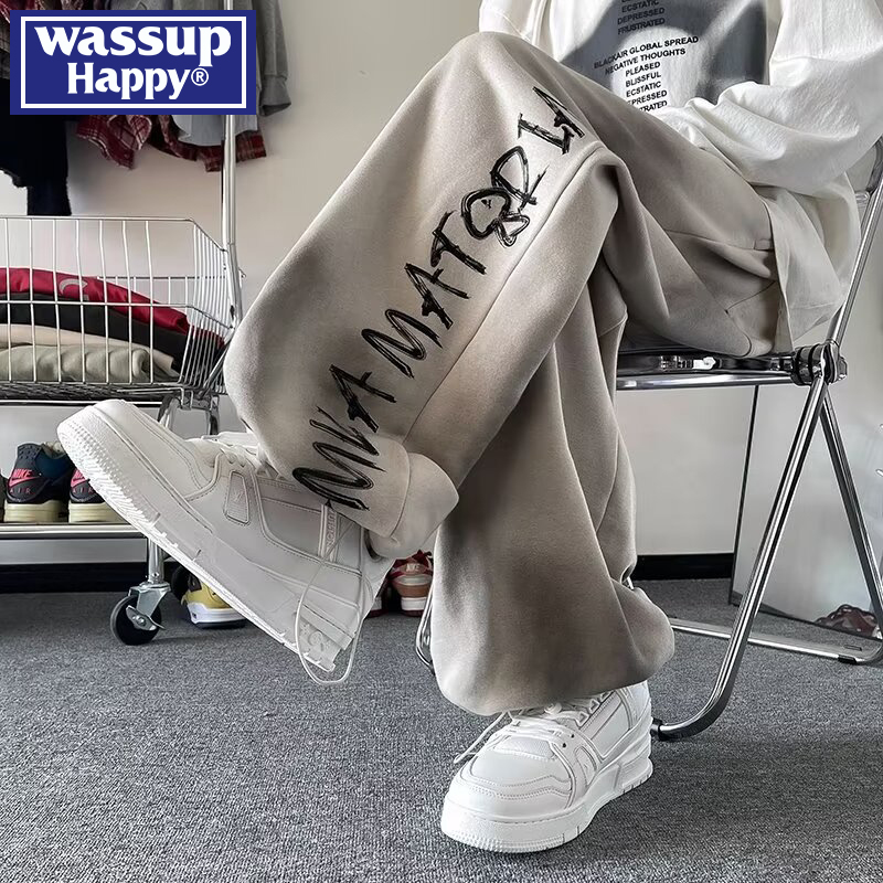 休闲裤wassuphappy潮流百搭