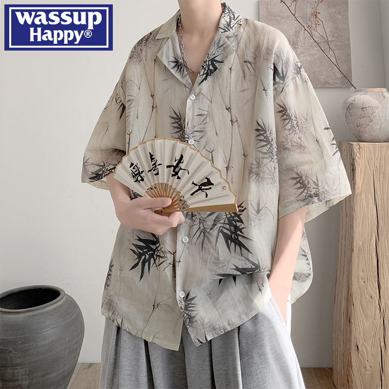 wassuphappy新中式短袖衬衫