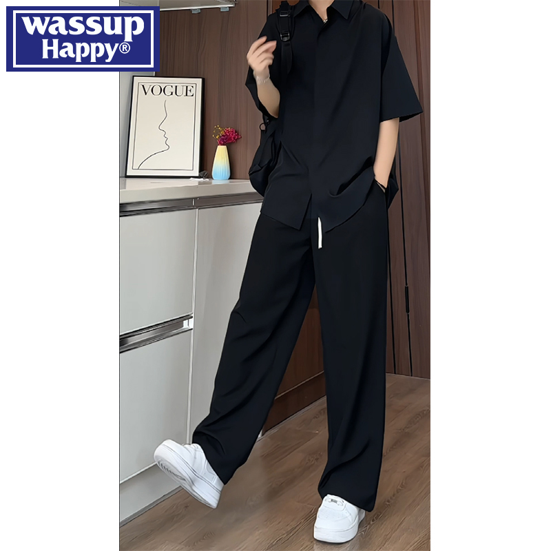 wassuphappy短袖衬衫套装