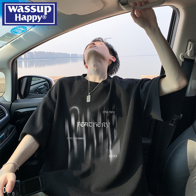 短袖t恤wassuphappy潮流百搭