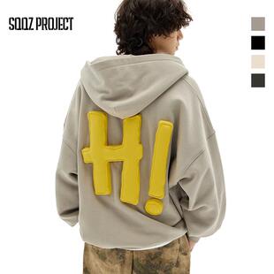 SQQZ 外套情侣 PROJECT秋冬480G抓绒立体塞棉字母宽松连帽卫衣开衫