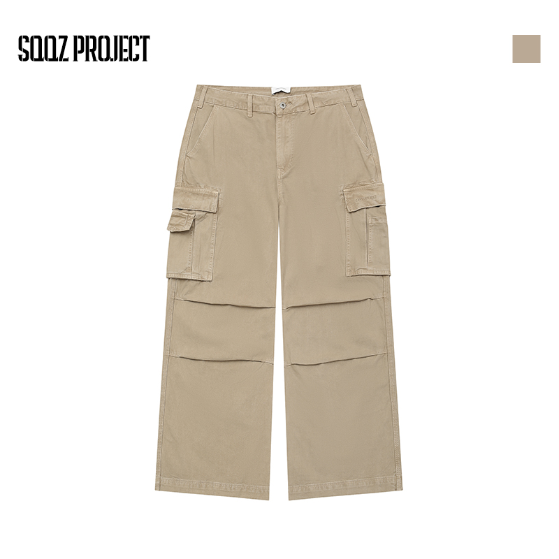 SQQZ PROJECT秋季新款棉质卡其宽松休闲长裤情侣款鸡米花工作室