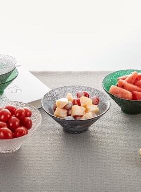 ROUPA罗派彩色水晶玻璃碗冰激淋碗沙拉碗甜品碗甜点碗绿色灰色碗