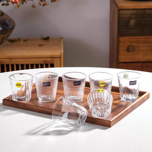 ROUPA 罗派竖纹加厚底玻璃杯钢化水杯耐高温防爆果汁咖啡杯奶茶杯