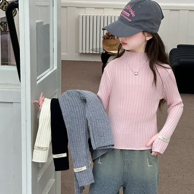 女童秋装2025新款洋派大童毛衣儿童韩系穿搭春秋款打底衫针织上衣
