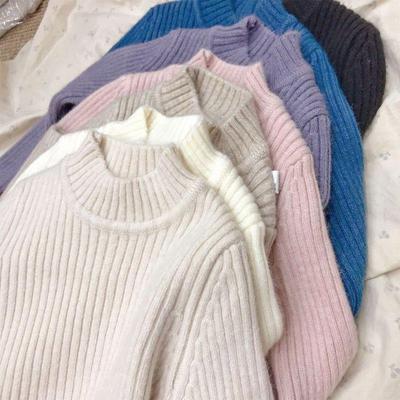 女童毛衣半高领针织衫秋冬纯色男童宝宝冬季打底儿童保暖软糯加厚