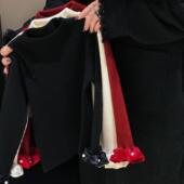 女童2025秋冬新款 加厚洋气安可拉新年色毛衣 高领毛衣中领套头时尚