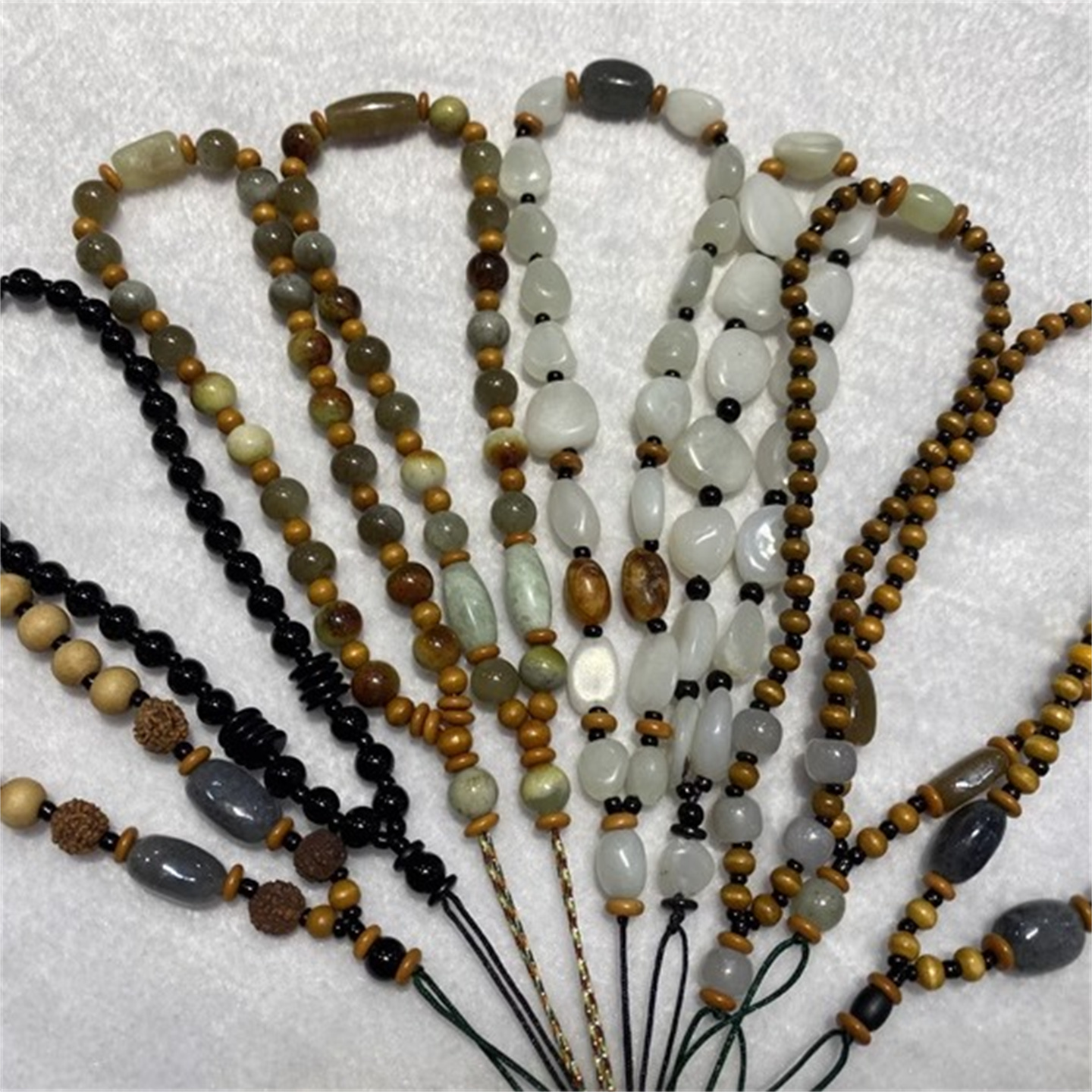 析木河磨玉手把件绳和田玉手绳