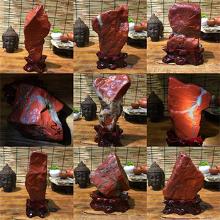 奇石摆件鸡血玉红碧玉红玉髓原石原料红石鸡血石和田玉河磨玉岫玉