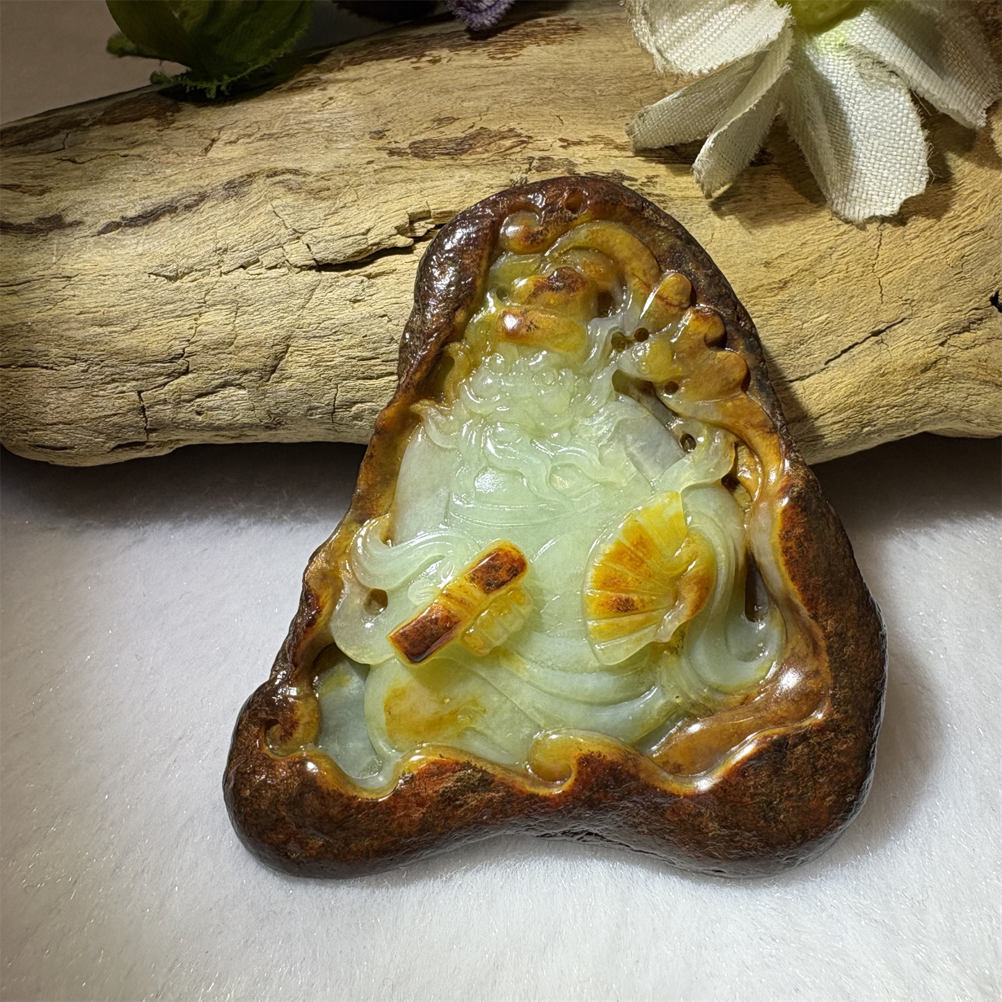 黄白河磨玉钟馗吊坠籽料玉坠析木玉和田玉黄白老玉岫玉手把件手串