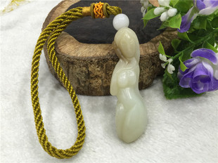 『河磨玉和田玉黄白老玉』和田玉 手把件 裸女 春光乍泄