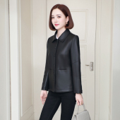 外套 修身 真皮皮衣女士2025春秋新款 海宁头层绵羊皮小个子妈妈短款