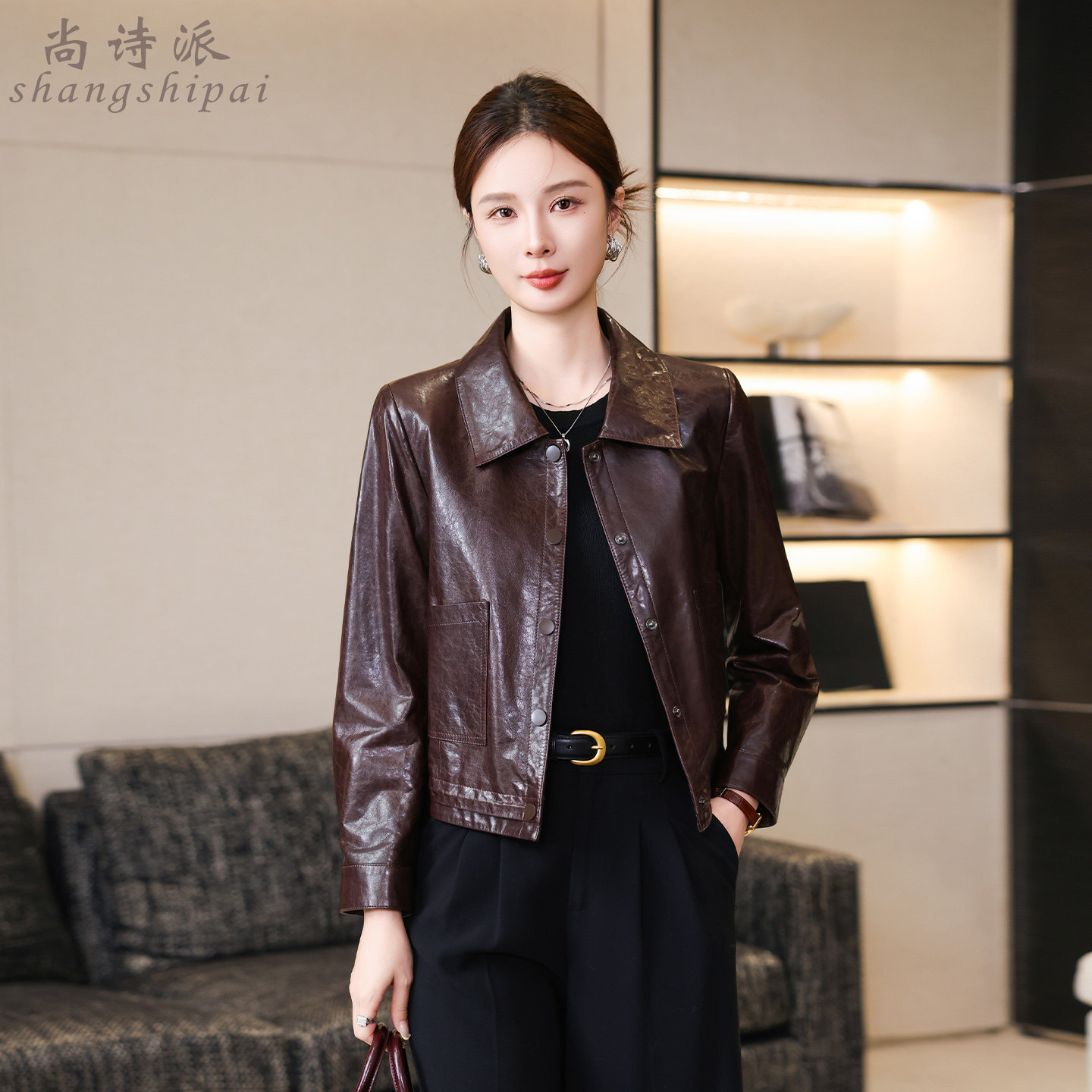 海宁真皮皮衣女小个子2026春季新款时尚高级感油蜡绵羊皮夹克外套