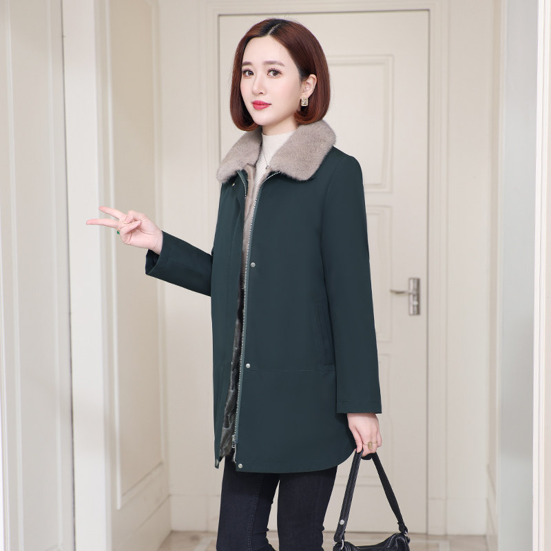 派克服女中长款2024新款海宁皮草水貂内胆可拆卸中年妈妈宽松外套