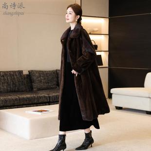 过膝外套 进口天鹅绒貂皮大衣女整貂水貂皮草长款 海宁2025新款 冬季