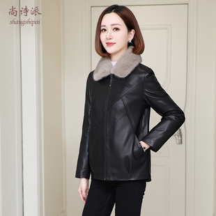 海宁真皮羽绒服女2025新款冬季绵羊皮夹克皮草毛领可拆卸宽松外套