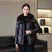 真皮羽绒服女短款 2025冬新款 高端海宁绵羊皮皮草狐狸毛领夹克外套