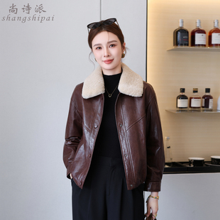 真皮绵羊皮羽绒服女短款2025冬装新款海宁皮衣机车夹克宽松外套