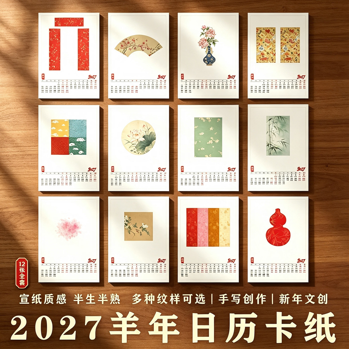 2027羊年新款年创意日历卡纸