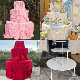 新款 婚礼铁艺三层圆形蛋糕甜品台户外订婚宴宝宝生日宴派对桌布置