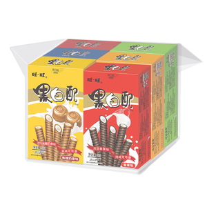 旺旺黑白配随享包香草味香橙味休闲零食饼干夹心卷56g*6包