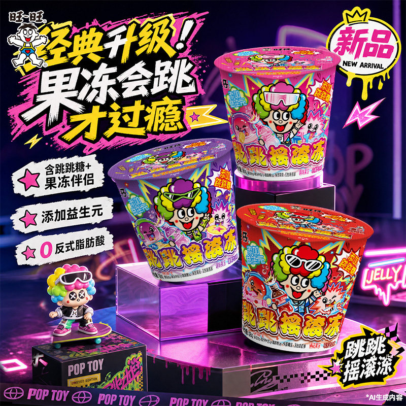 【百补】旺旺旺仔跳跳摇滚冻粘粉跳跳糖摇摇果冻儿童休闲零食小吃