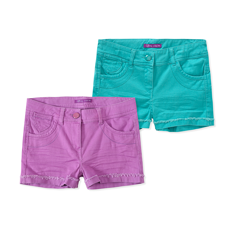 外贸短裤彩虹色弹力猫须毛边童装