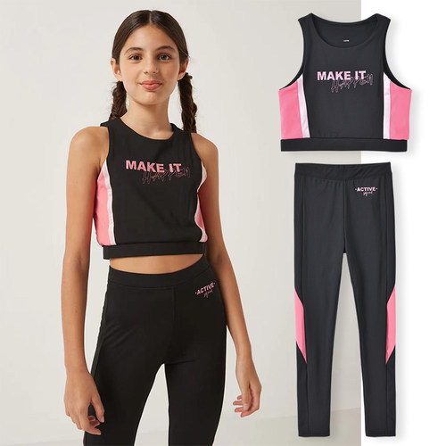 女童速干运动套装中学生夏季背心