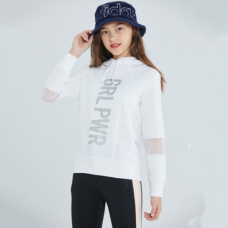 女孩春秋款速干抓绒运动外套 中大童帽衫 中学生白色卫衣外贸童装