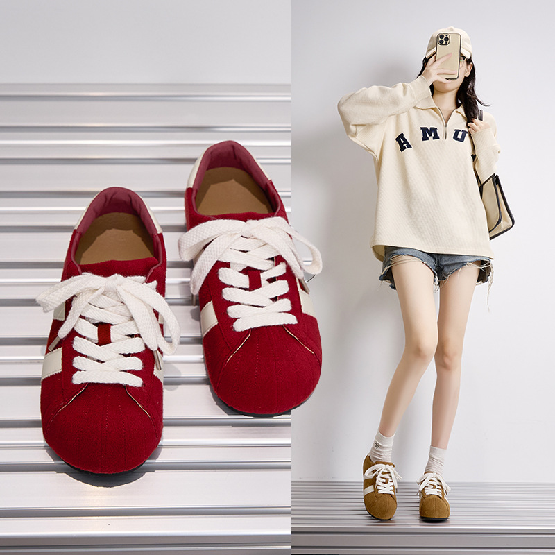 真皮休闲大头卡皮巴拉丑萌松糕阿甘德训板鞋内增高厚底勃肯鞋