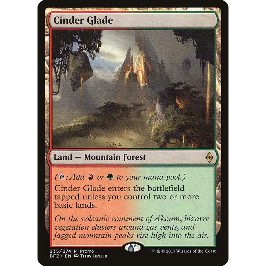 【北境卡牌】万智牌 烬火林地 Cinder Glade PROMO 英文平卡 金