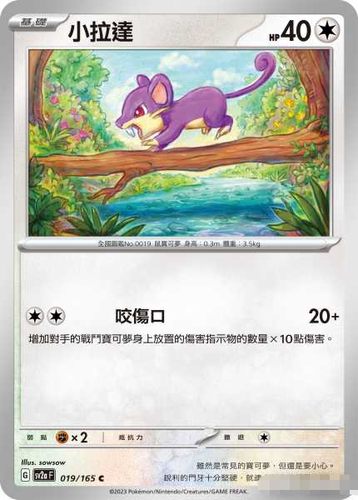 PTCG正版宝可梦小拉达C