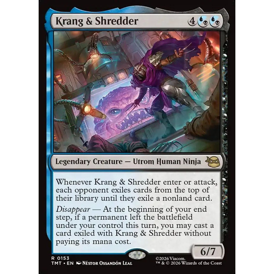 万智牌 克朗与施瑞德 Krang & Shredder TMT 英文平/闪卡 金 - 实物图