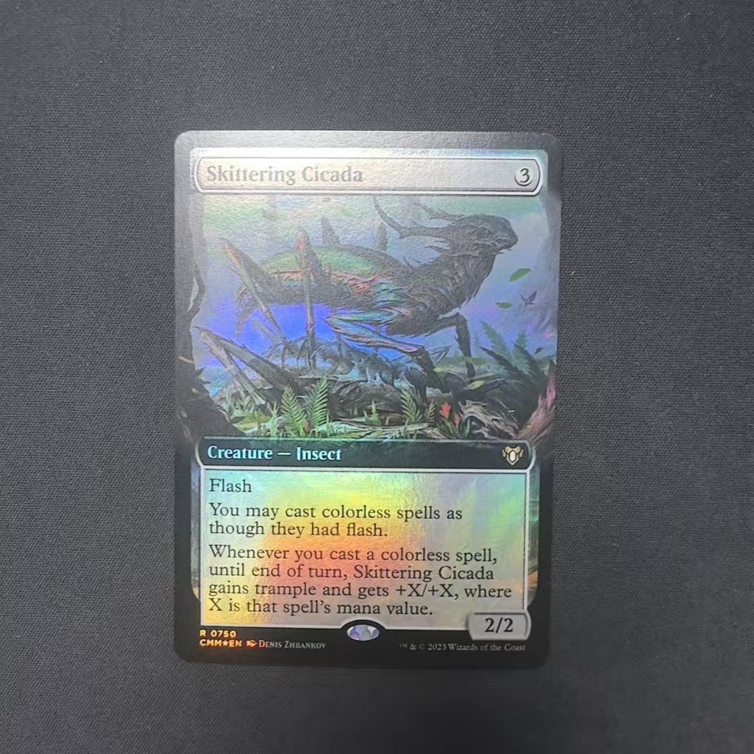 万智牌 CMM 掠行鸣蝉 Skittering Cicada 英文美印扩画闪 金